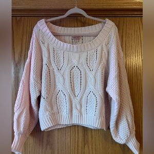 Willow + Root Cropped Pink Knit Sweater